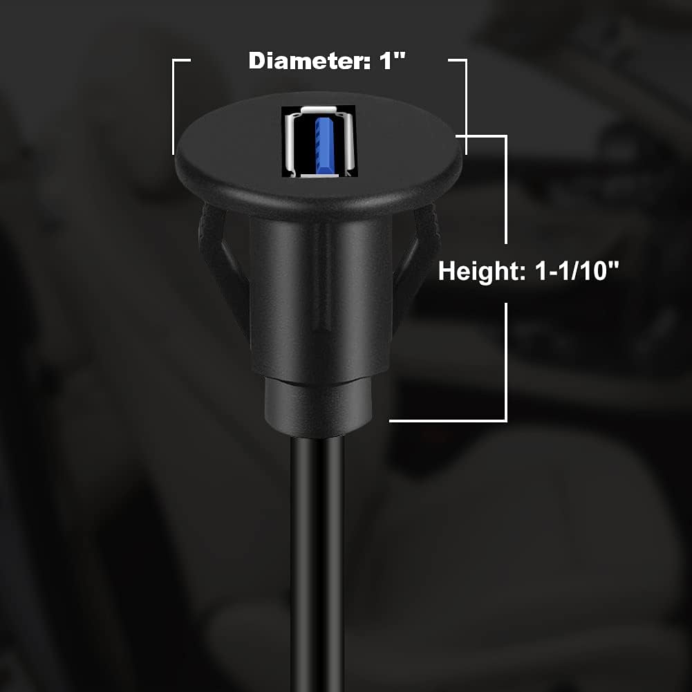 Small USB 3.0 Male to Female AUX Flush Panel Mount Extension Cable for Car Truck Boat Motorcycle Dashboard