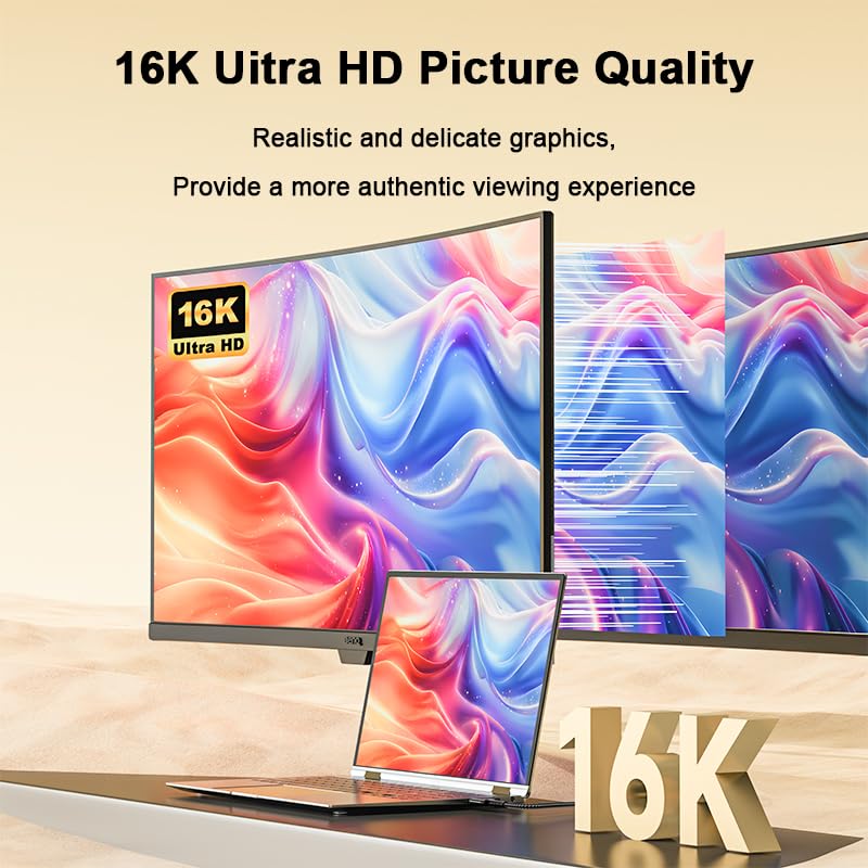16K HD 2.2 Cable 10FT, 80Gbps Certified Ultra High Speed 16K@60Hz 8K@120Hz 4K@480Hz HD Cord Support HDR, HDCP DSC 1.2a, Compatible FreeSync G-Sync Gaming Monitor 4090 7900xtx