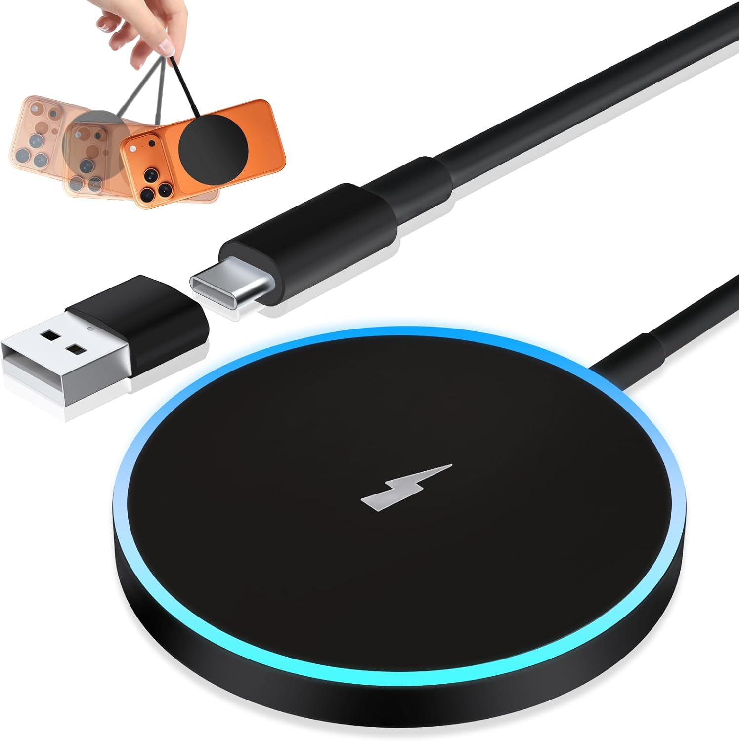 Wireless Charger for iPhone 15W Ma-g Sa-fe Charger Fast Charging Pad Compatible with iPhone 17 Pro/17 Air/iPhone 16/16 Pro/16 Plus/16 Pro Max/15 Pro/15/14/13/12/11/X/8 Series