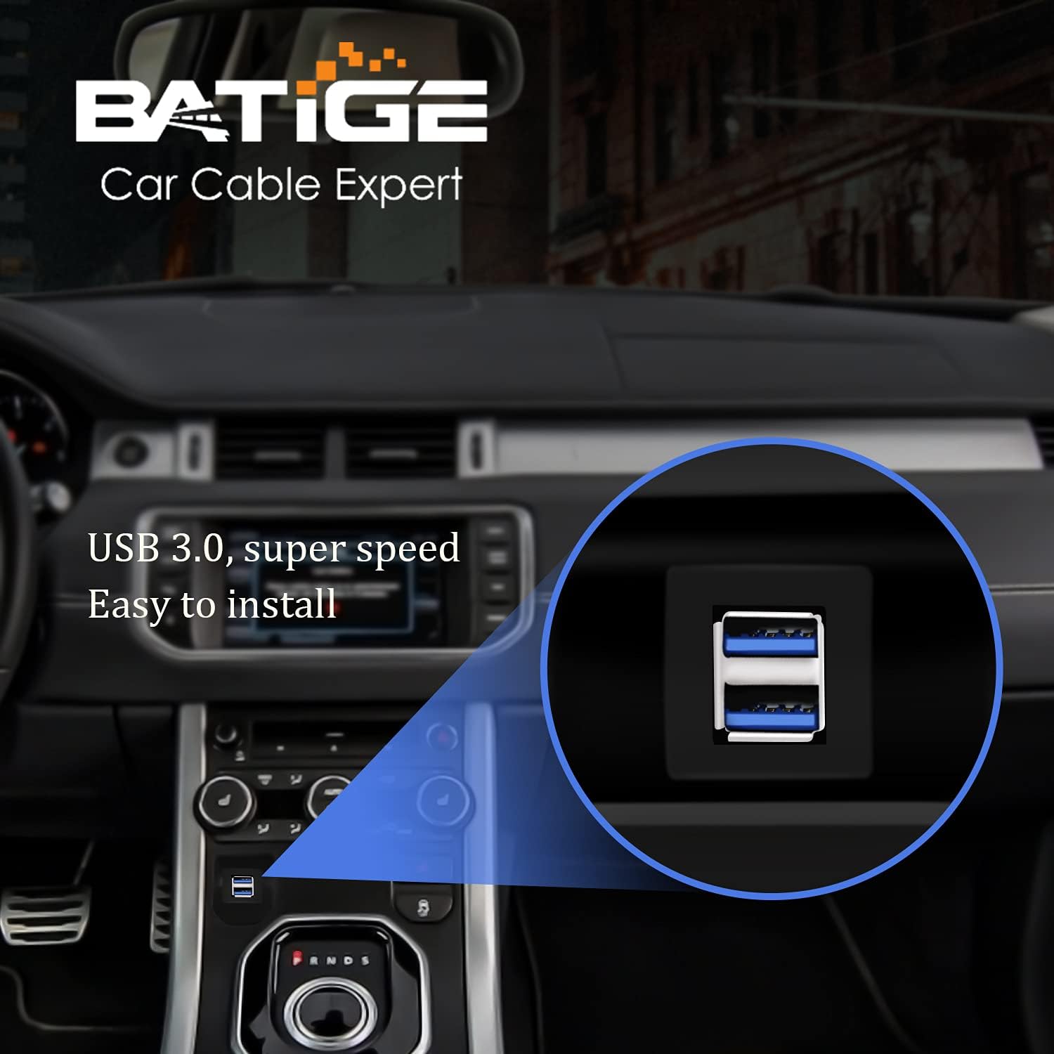 Dual Ports Square USB 3.0 Panel Flush Mount Extension Cable with Buckle for Car Truck Boat Motorcycle Dashboard 1ft
