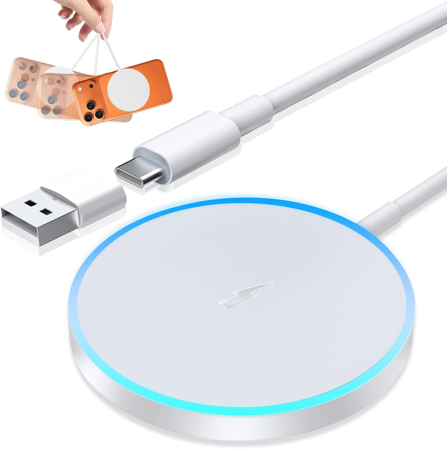 Wireless Charger for iPhone 15W Ma-g Sa-fe Charger Fast Charging Pad Compatible with iPhone 17 Pro/17 Air/iPhone 16/16 Pro/16 Plus/16 Pro Max/15 Pro/15/14/13/12/11/X/8 Series