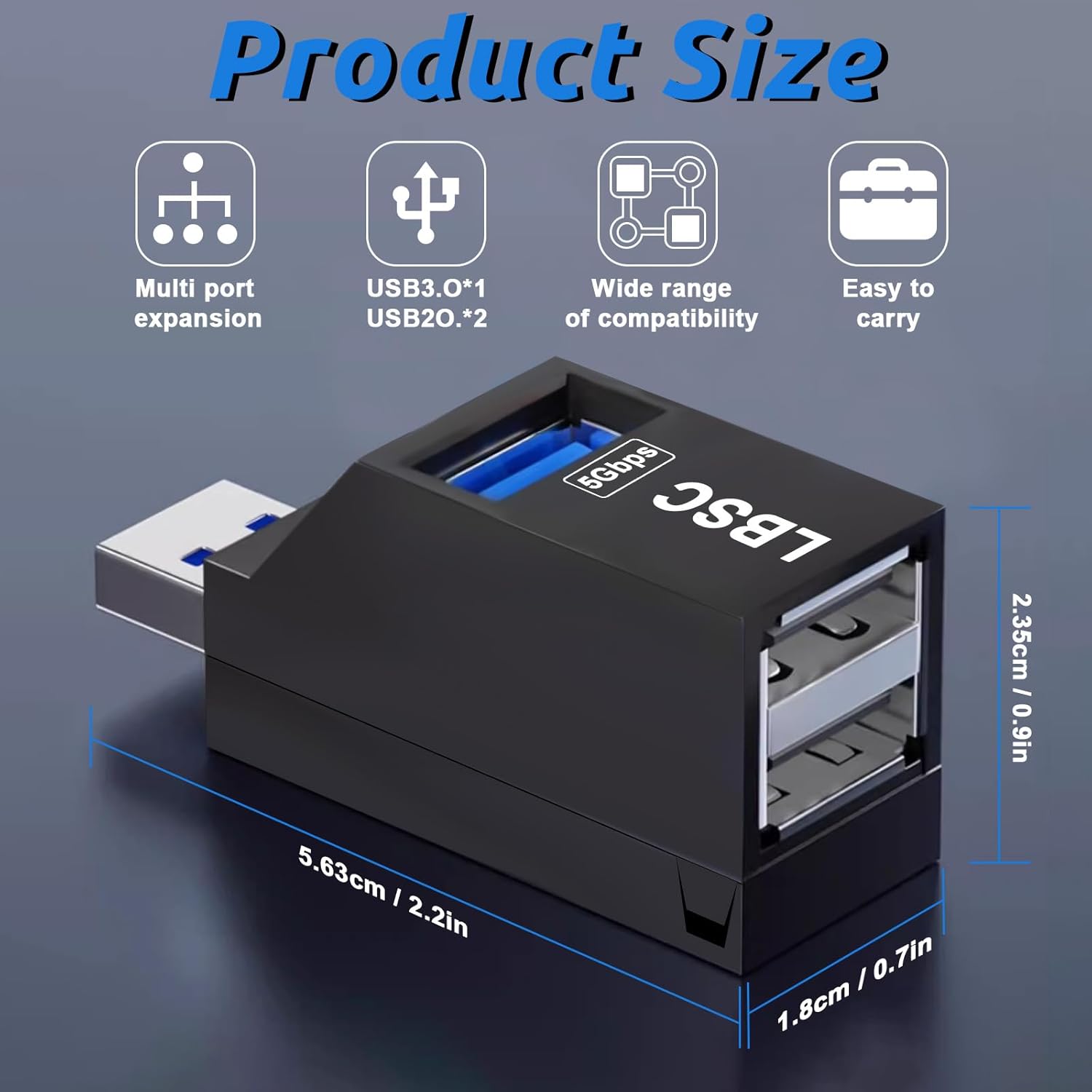 USB C Hub, 7 in 1 USB Splitter Multiport Adapter, Usb Hub For Laptop,MacBook,PS5/PS4, Switch, Printer, USB Fan, Flash Drive (A+C 7 in 1)