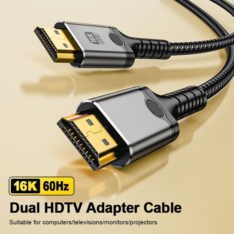 16K HD 2.2 Cable 10FT, 80Gbps Certified Ultra High Speed 16K@60Hz 8K@120Hz 4K@480Hz HD Cord Support HDR, HDCP DSC 1.2a, Compatible FreeSync G-Sync Gaming Monitor 4090 7900xtx