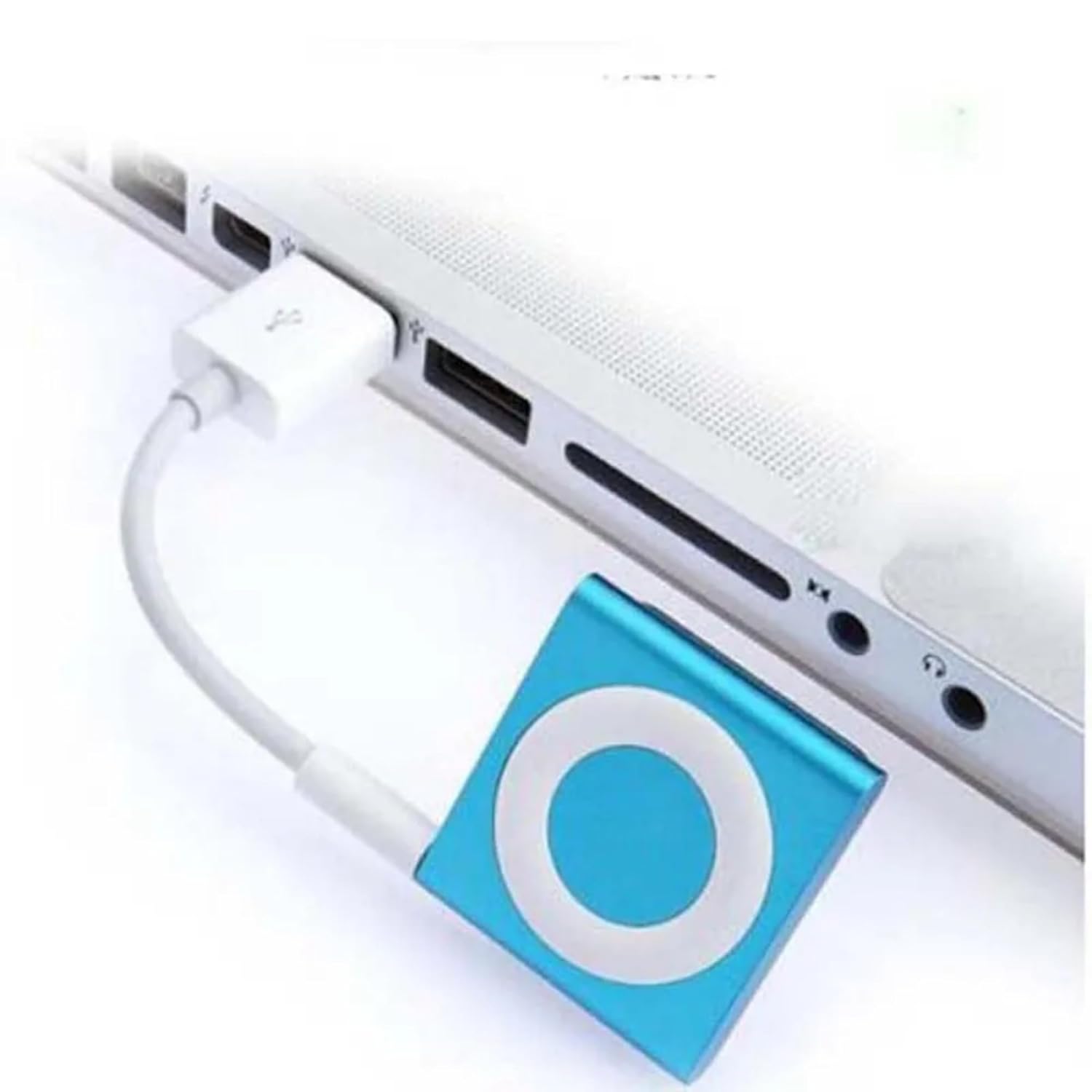 iPod Shuffle Charger Cable, 3.5mm Audio Jack to USB Sync & Charge Lead (2 Pack) - Compatible with iPod Shuffle 3/4/5/6/7 Gen, MP3 Player - White