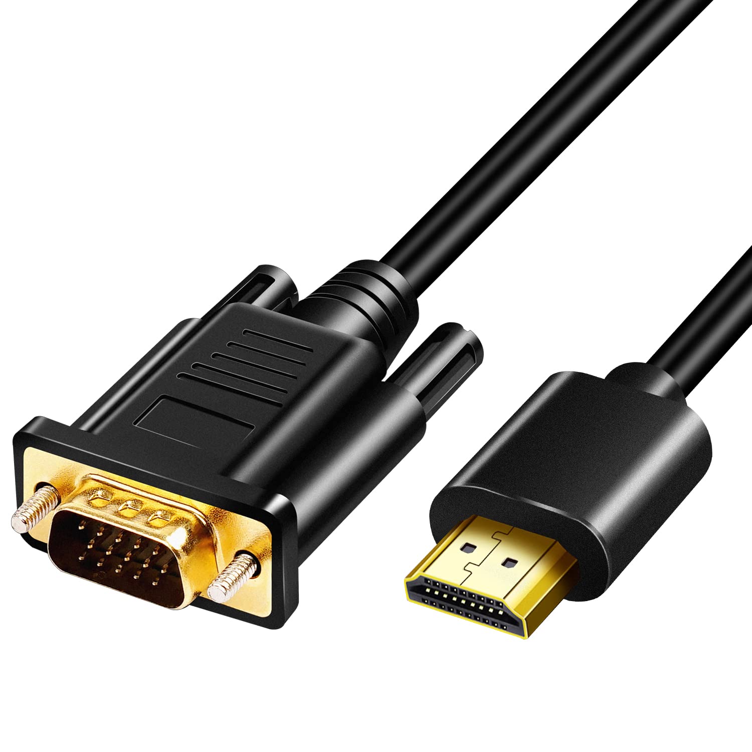 Herfair HD to VGA Cable 1080P Active HD Digital to VGA Analog Video Adapter Gold Plated Converter Lead for Monitor of Desktop, Projector, HDTV, Raspberry Pi, Roku, Xbox (1m)