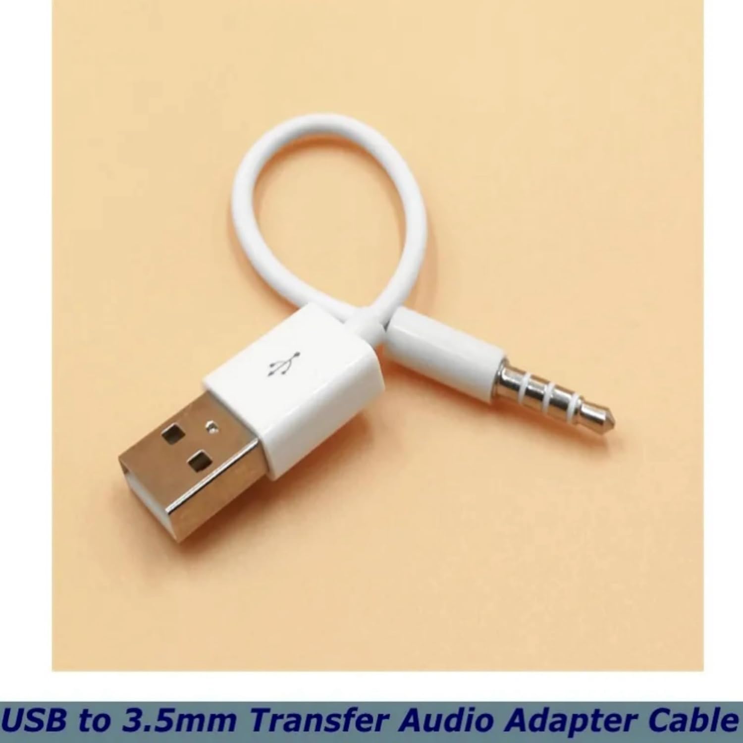 iPod Shuffle Charger Cable, 3.5mm Audio Jack to USB Sync & Charge Lead (2 Pack) - Compatible with iPod Shuffle 3/4/5/6/7 Gen, MP3 Player - White
