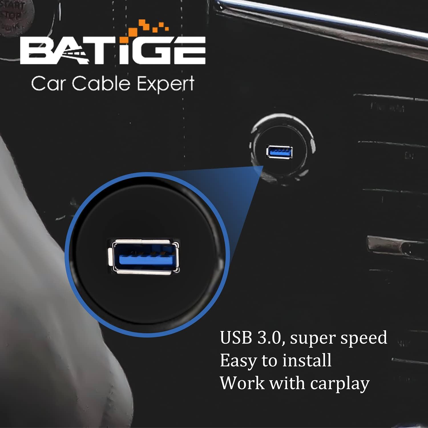 Small USB 3.0 Male to Female AUX Flush Panel Mount Extension Cable for Car Truck Boat Motorcycle Dashboard