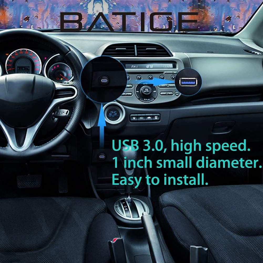 Small USB 3.0 Male to Female AUX Flush Panel Mount Extension Cable for Car Truck Boat Motorcycle Dashboard