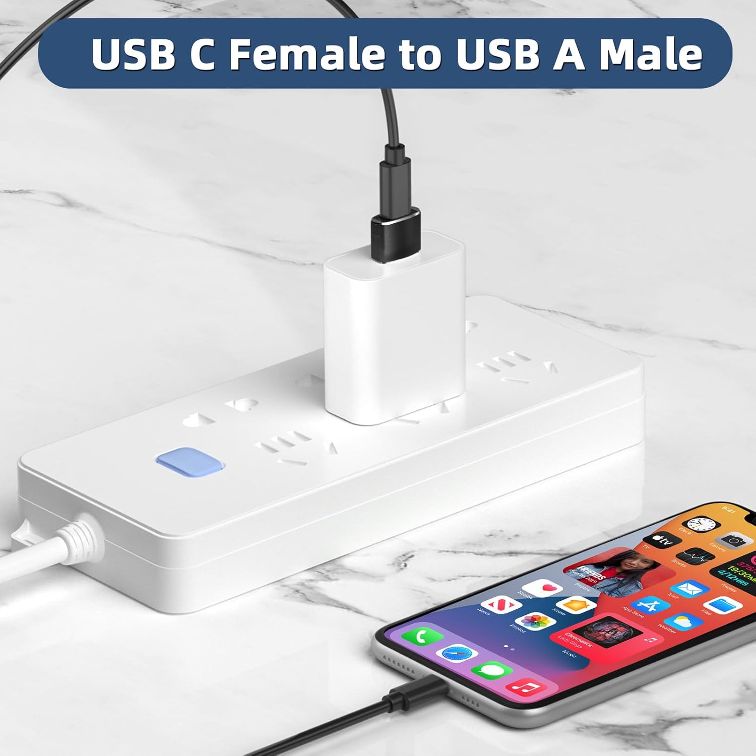 USB C to USB Adaptor, USB to USB C Adapter 3Pack, Type C Female to A Male Charger Cable Converter Compatible with Mbook, Notebook, Tablet, Smartphone, Airpods,Galaxy S23 S24 A34, iPad 10 Air 4 5