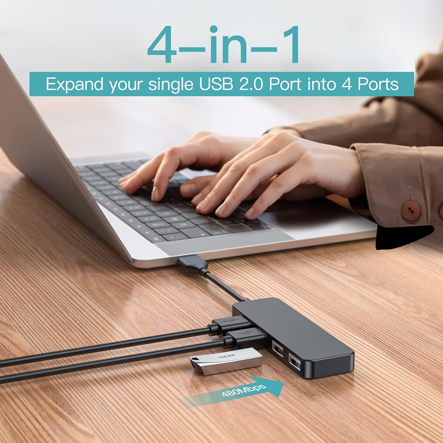 USB C Hub, 7 in 1 USB Splitter Multiport Adapter, Usb Hub For Laptop,MacBook,PS5/PS4, Switch, Printer, USB Fan, Flash Drive (A+C 7 in 1)