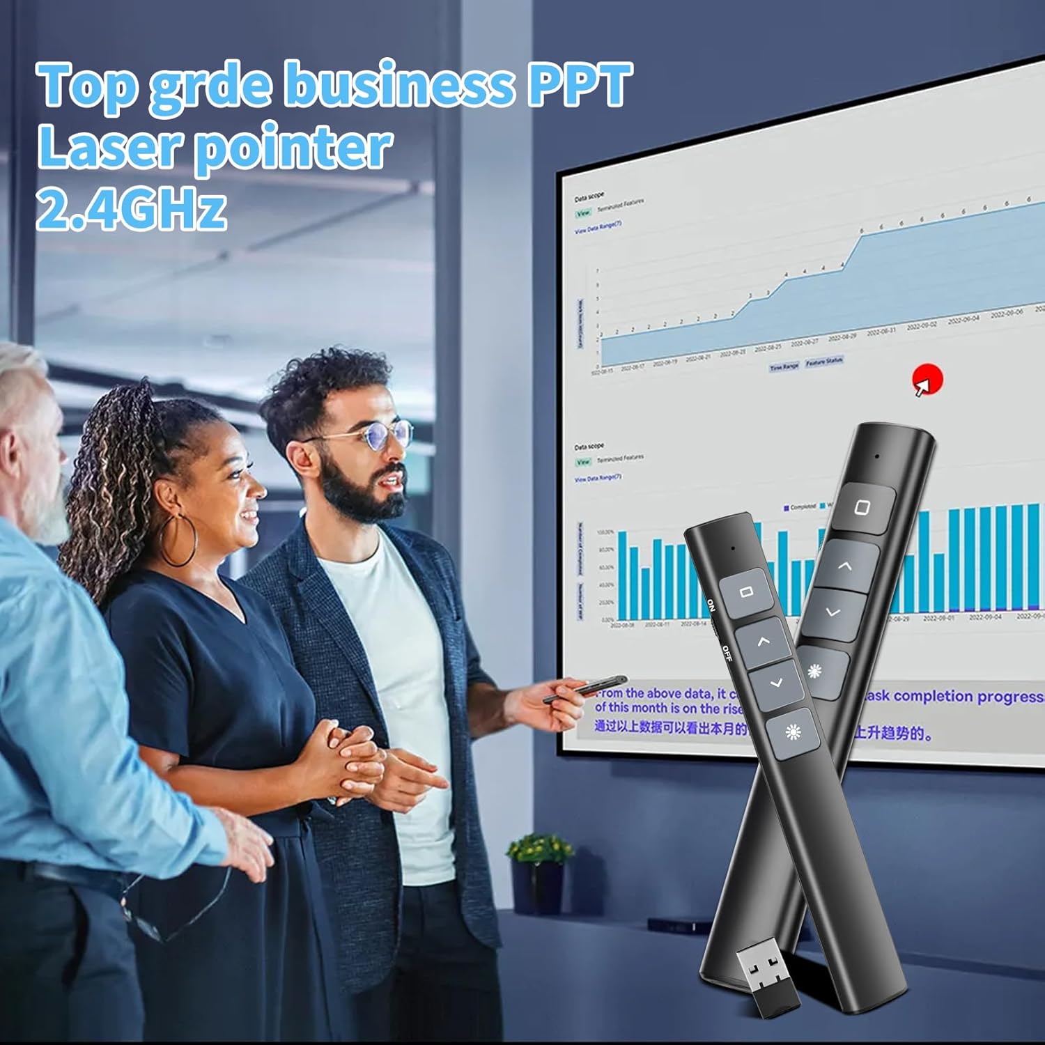 Presentation Clicker, Remote PPT PowerPoint Clicker, 2.4GHz Hyperlink Wireless Presenter Remote PowerPoint Clicker for Classrooms, Lecture Halls, Conference Rooms, Exhibition Halls