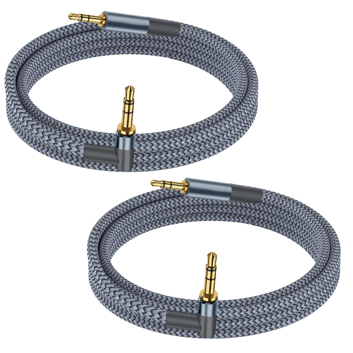 3.5mm to 3.5mm Aux Cable,1.2M Audio Aux Jack Adapter 90 Degree Nylon Braided Male to Male Auxiliary Cord Hi-Fi Lead Stereo Headphone Mini TRS Compatible with Car,Speaker,iPod iPad,Sony,Echo Dot,Beats