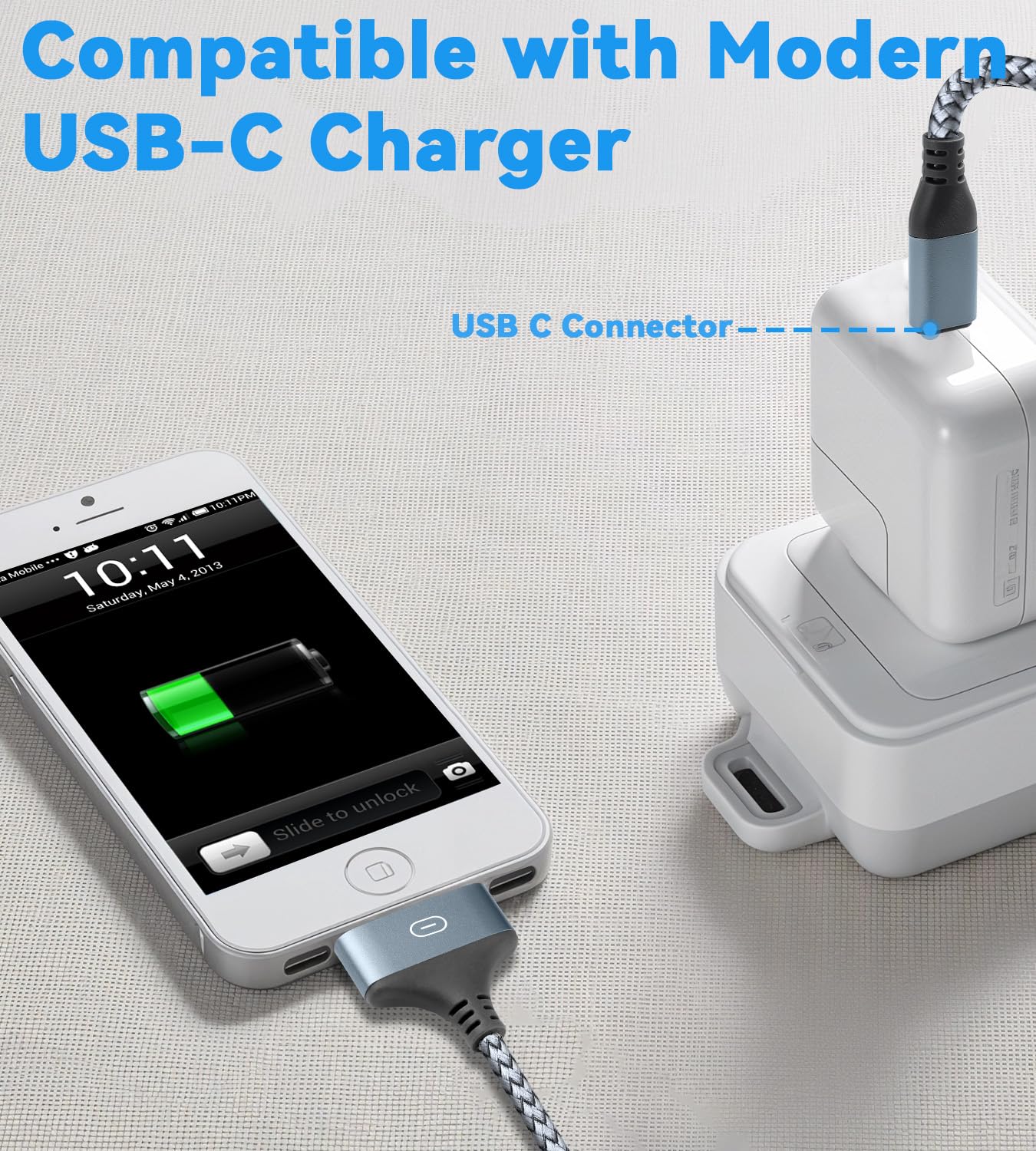 Herfair USB to 30 Pin Charger Cable Nylon Braided USB Charging Cord Compatible with i-Phone 4/4s/3G/3GS, iPad 1 2 3, iPod Touch 4 3 2 1, iPod Classic 3 2 1 (3FT)